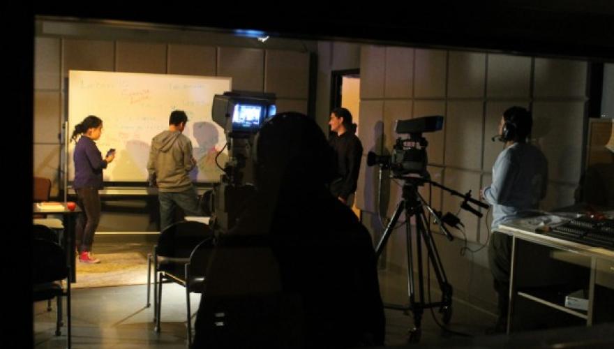 Student production underway in the television studio