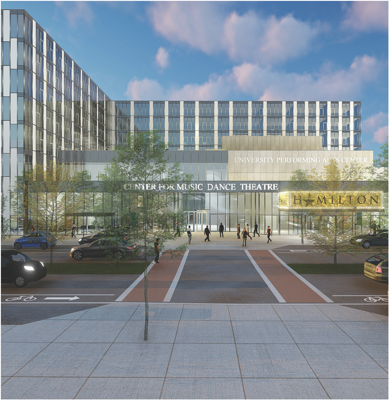 Exterior of the NJCU Center for the Arts building.