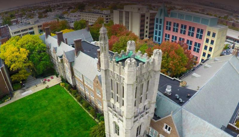 Aerial view of campus