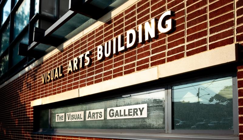 visual arts building front sign