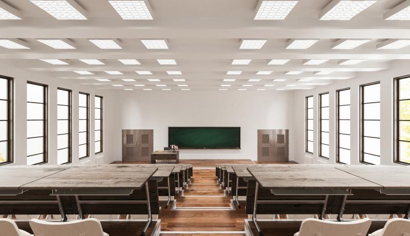 Interior of a Lecture Hall As Seen from the Rear - stock photo GettyImage