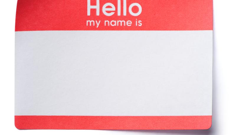 Hello Name Tag Sticker Isolated on White Background - stock photo
