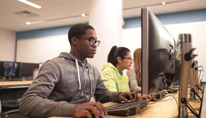 Students at a computer