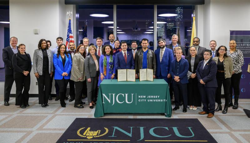 The signing ceremony was attended by leaders from NJCU, GLACO, legislative leaders, and other local leaders.