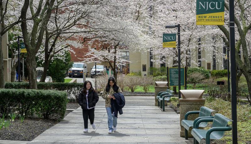 Students walking on campus