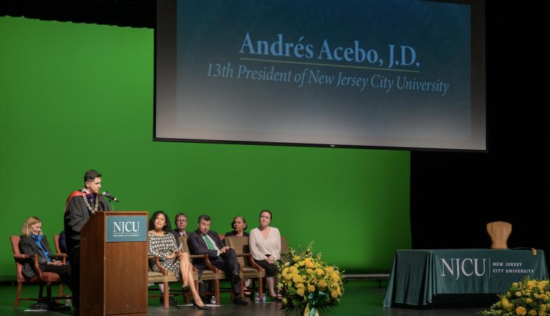 President Acebo speaking during his Investiture ceremony on September 10, 2025