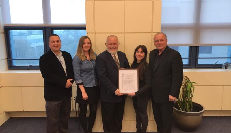 Members of the NJCU Accreditation Team accept the honor of accreditation by the International School Psychology Association.