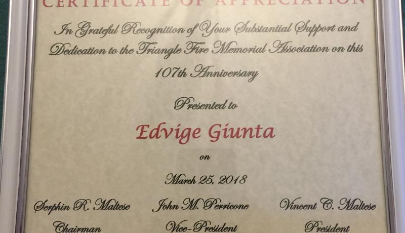 NJCU English Professor Recognized for Honoring Triangle Fire Victims