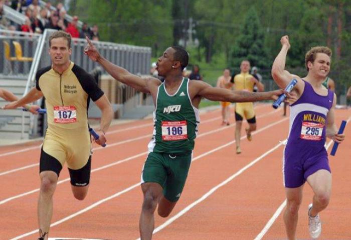Anthony Miles, NJCU track star, wins national title on May 28, 2005.