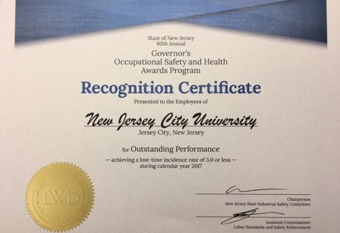 NJ Governor’s Occupational Safety and Health Award 