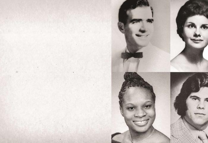 Four yearbook photos of alumni.