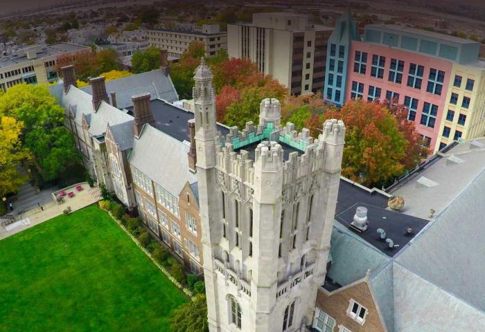 Aerial view of campus
