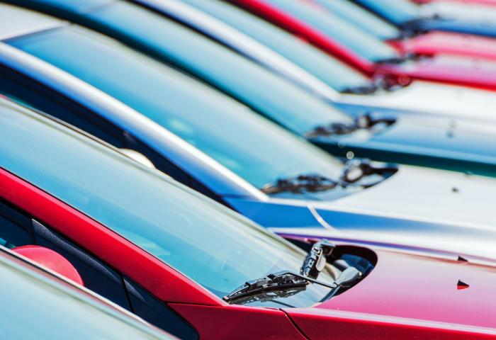 Cars parked in a row