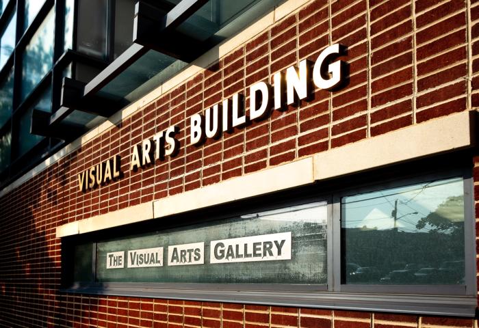 visual arts building front sign