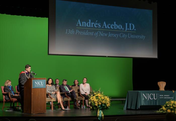 President Acebo speaking during his Investiture ceremony on September 10, 2025