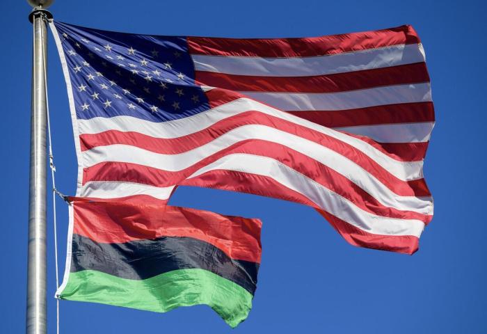 US and Pan-African flags