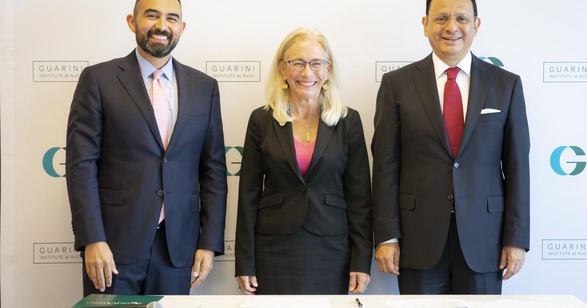 Left: Dr. Adrian Franco, Executive Director of The Guarini Institute. Center: Dr. Sue Henderson, President of New Jersey City University, Right: Jorge Islas Lopez, Consul General of Mexico in New York 