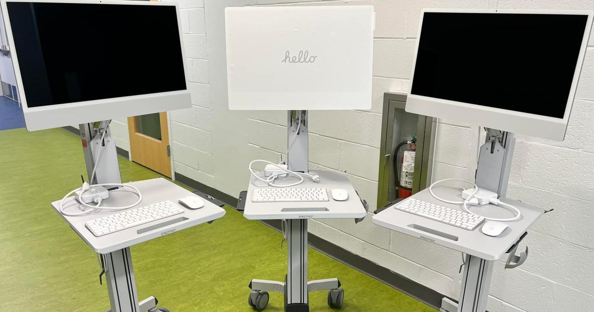 iMac mounted carts available for Nursing labs