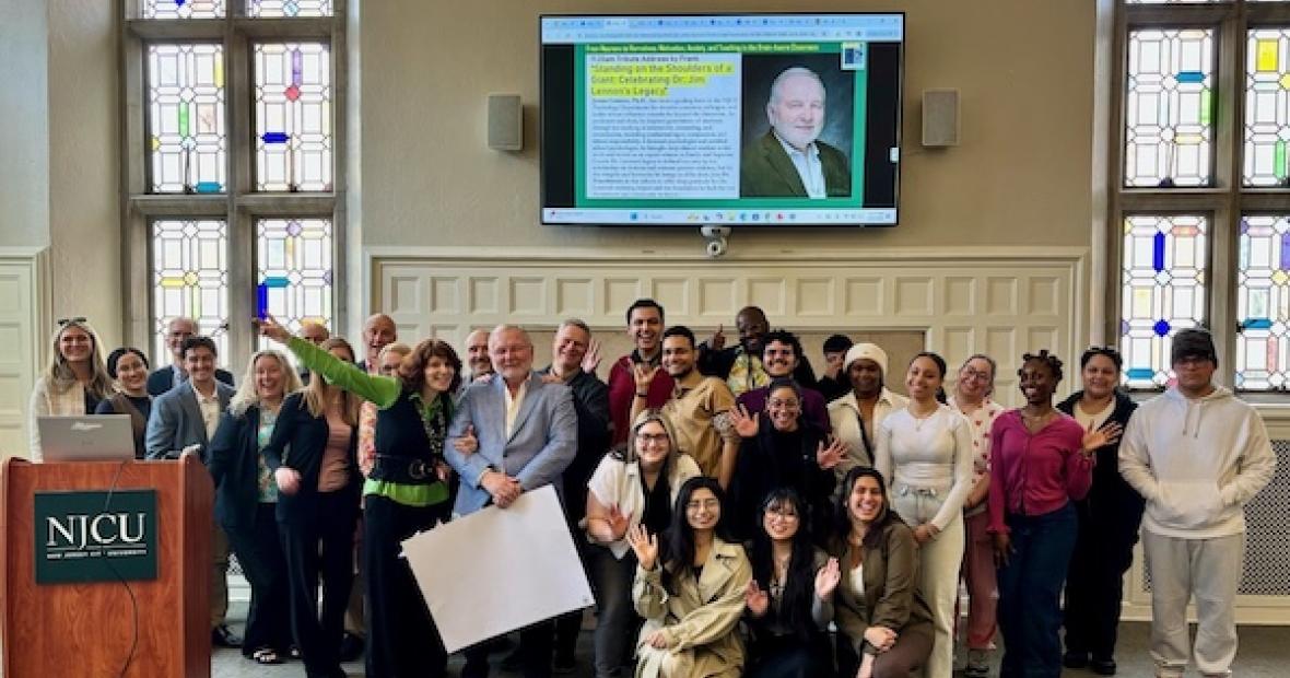 small group attendees pose