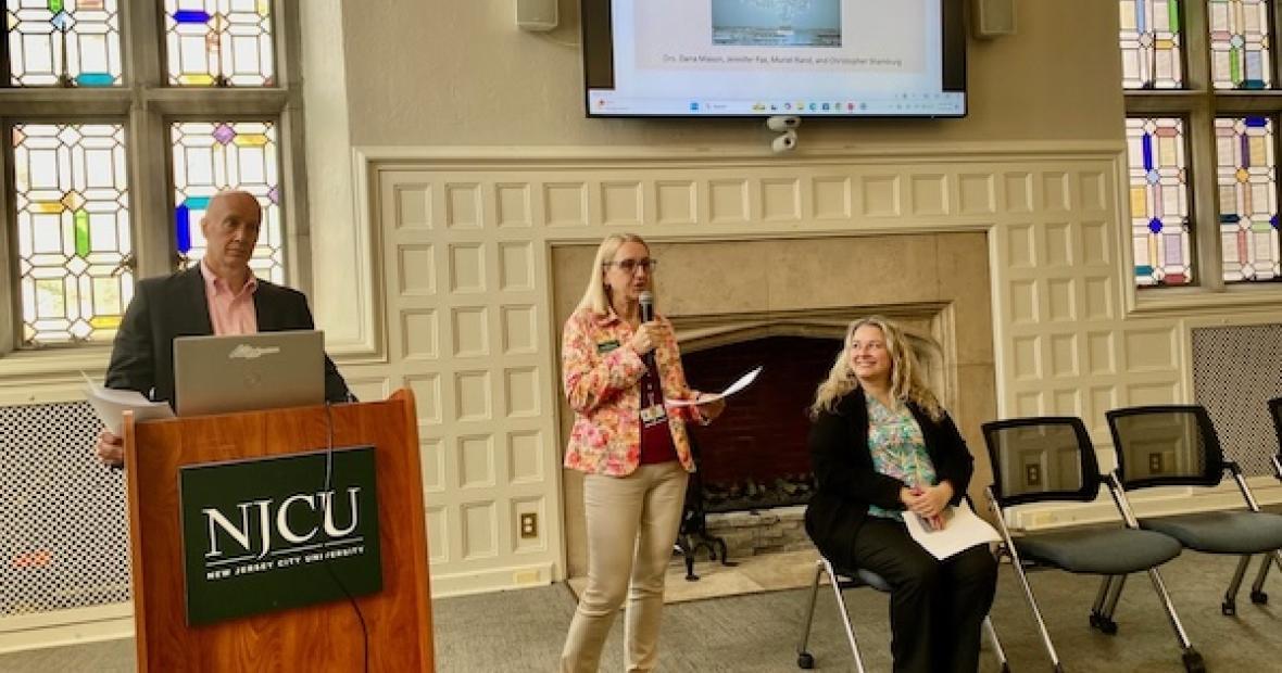 presentation at podium