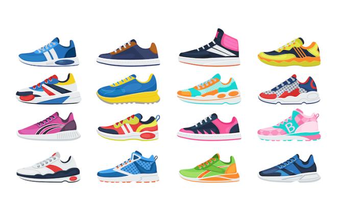 FOUR COLUMNS OF SNEAKERS