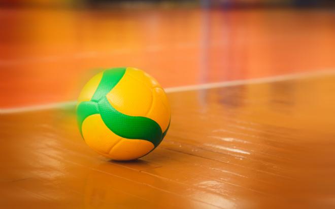 volleyball on court closeup