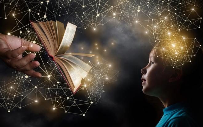 hand, book, child, space graphics