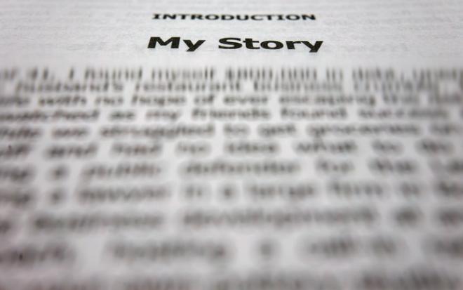 my story text visible on paper of words