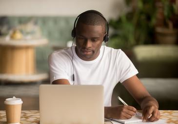 Student participating in online courses