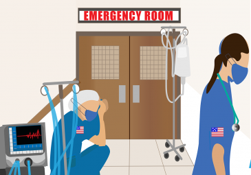 Drawing of Nurses in an Emergency Room