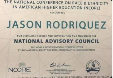 National Advisory Council award for Jason Rodriguez
