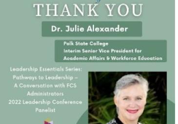 Image thanking Julie Alexander for her talk in Leadership Essential series