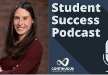 Melinda Karp photo accompanied by text "Student Success Podcast"