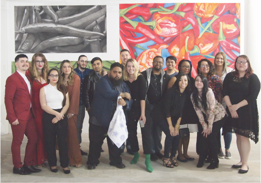 Group of diverse 2018 bachelor of fine arts candidates.