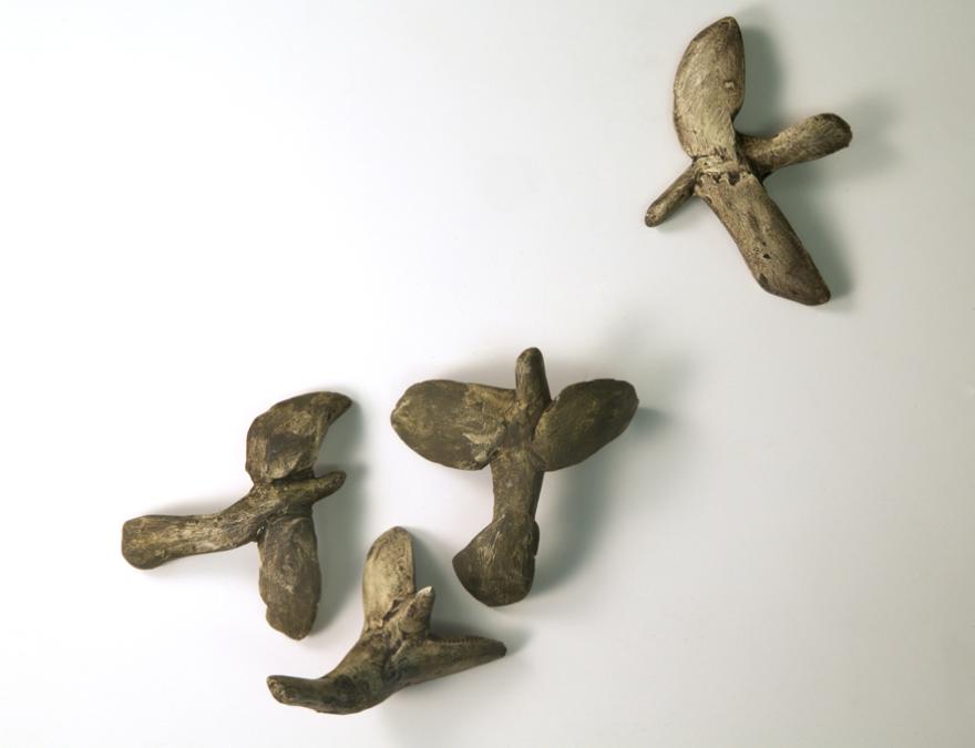 Detail of "Birds" showing 4 flying birds.