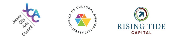 Logos of Jersey City Office of Cultural Affairs, The Jersey City Arts Council and Rising Tide Capital