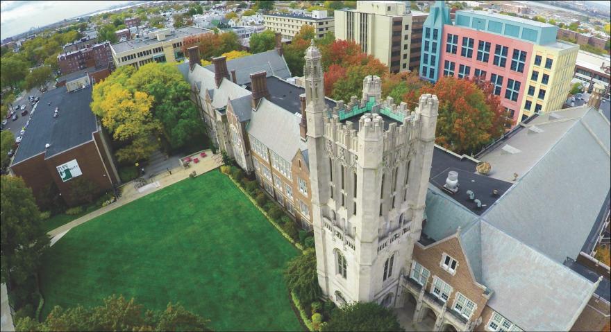 Aerial view of the College circa 2015.