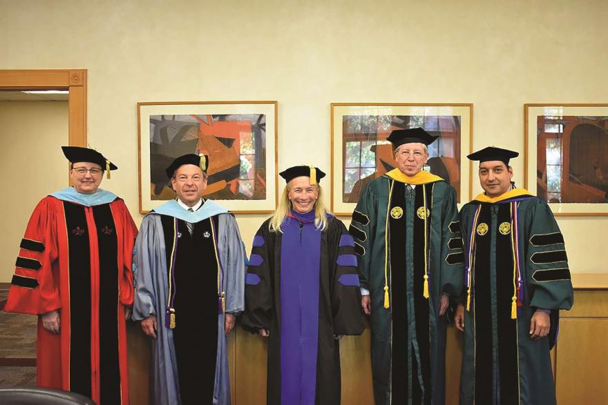 Faculty dressed for the commencement ceremony.
