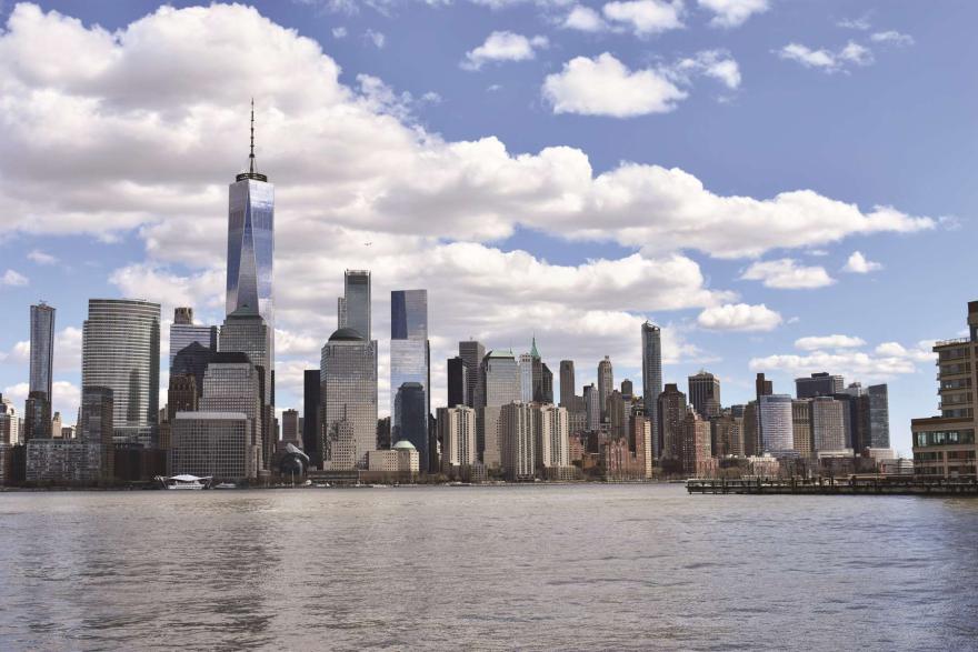New York City skyline showing the Freedom Tower.