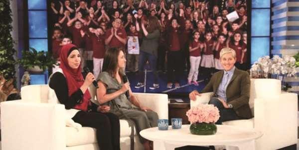 NJCU graduate students Maria Morgana and Susan Saab on the Ellen Degeneres show.