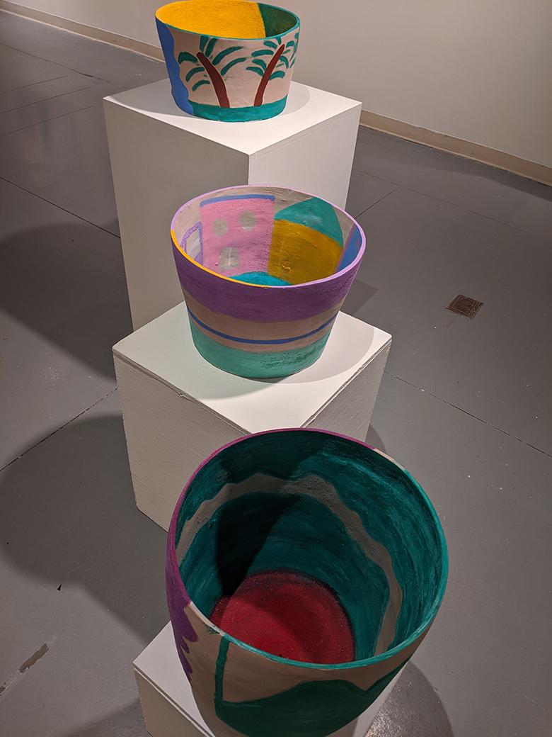 Clay pots for a medias exhibition