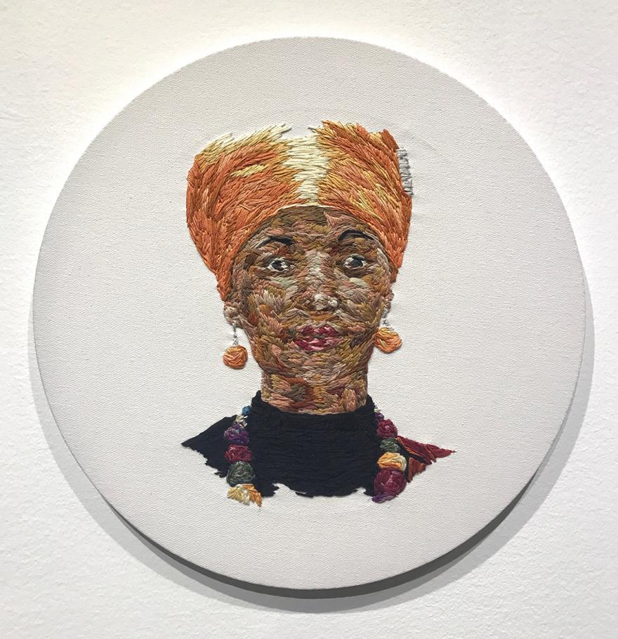 Julie Marie Seibert, Ilhan Omar, 2019, cotton thread on canvas