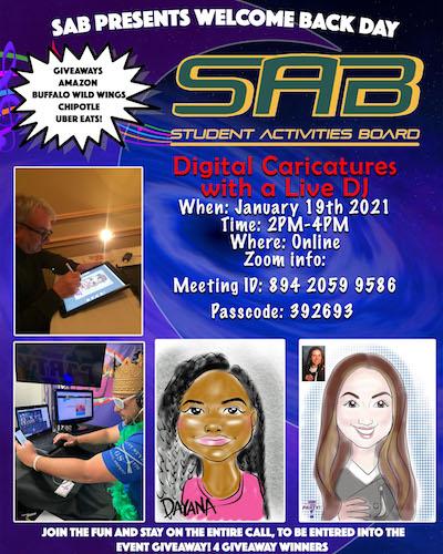 sab caricature event poster
