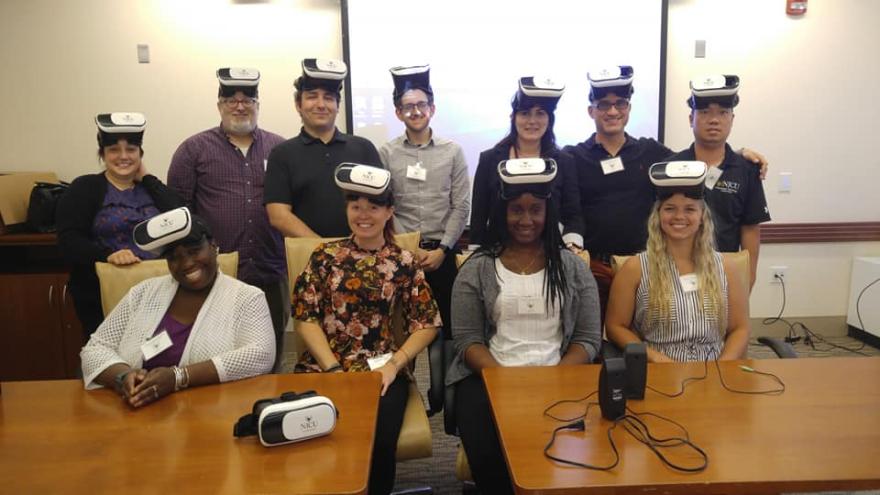 Students with Virtual Reality Headsets on