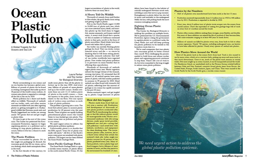 2 Page Spread about ocean pollution