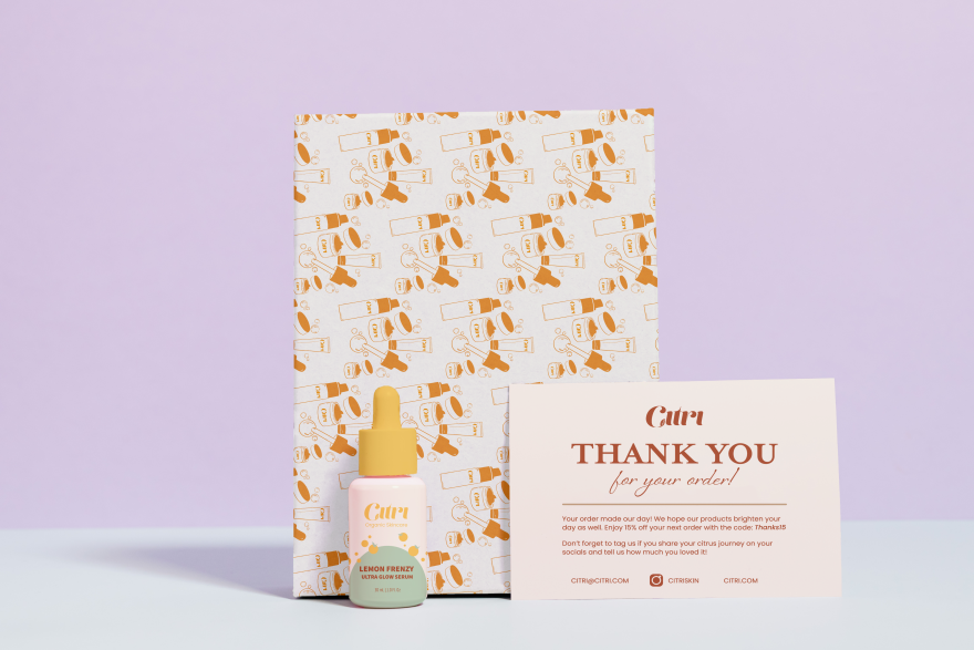 Serum, card, and tissue paper mockup