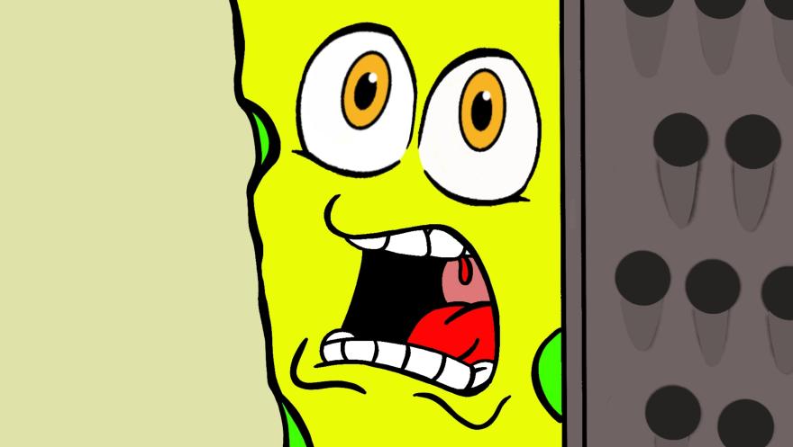 Yellow cheese being grated while screaming