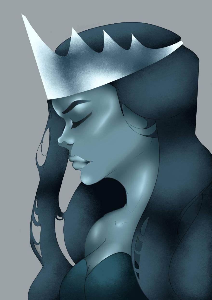 illustration of a blue woman with a crown