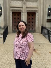 jeanine purfield standing at hepburn doors
