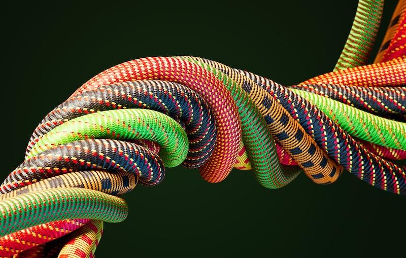 afrocentric colored cables entwined